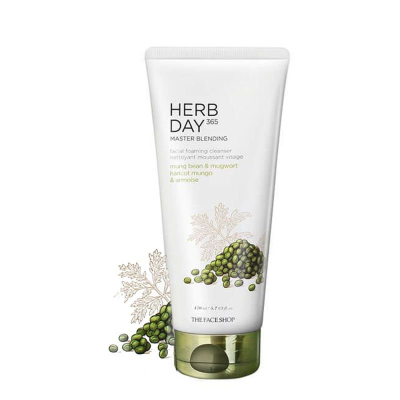 Sữa Rửa Mặt HERB DAY 365 MASTER BLENDING FACIAL FOAMING CLEANSER MUNG BEAN & MUGWORT 170ml (GZ)