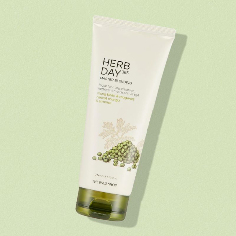 Sữa Rửa Mặt HERB DAY 365 MASTER BLENDING FACIAL FOAMING CLEANSER MUNG BEAN & MUGWORT 170ml (GZ)