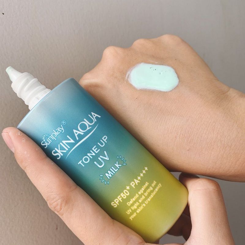 Sữa chống nắng nâng tông dành cho da dầu/hỗn hợp Sunplay Skin Aqua Tone Up UV Milk (Mint Green) (dành cho da sáng, có khuyết điểm đỏ) (50g)