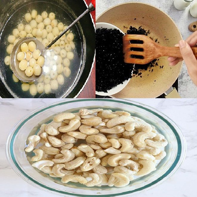 Sữa mè đen mix hạt sen + hạt điều