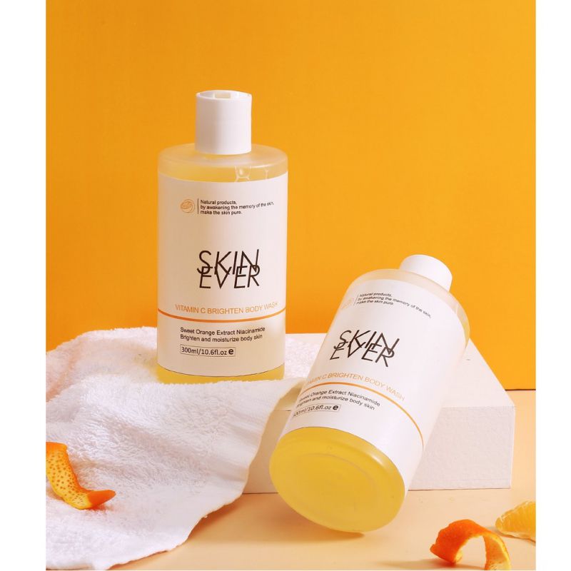 Sữa tắm SKIN EVER 300ml chứa vitamin C/ tràm trà không chất độc hại dưỡng ẩm sâu làm trắng da kiểm soát dầu và mụn