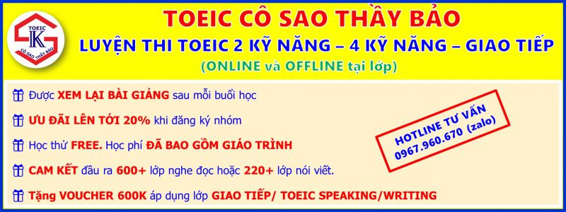TOEIC Cô Sao Thầy Bảo TOEIC Cô Sao Thầy Bảo